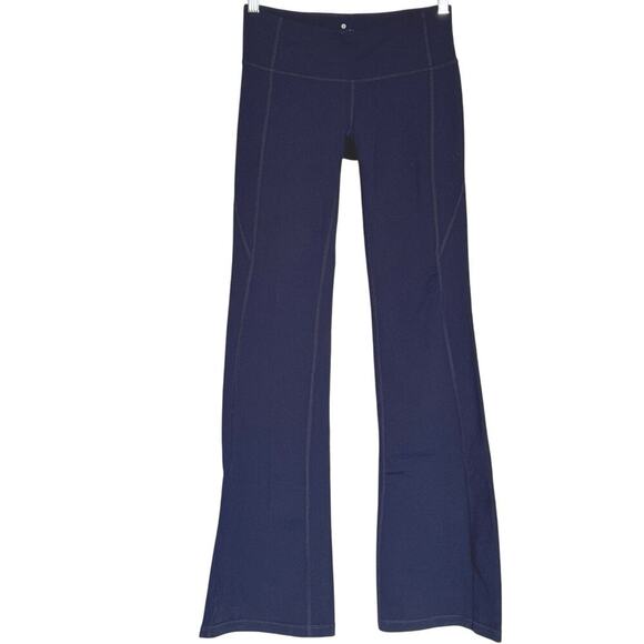 Athleta Revelation Yoga Pants Womens Small Flared Leg Pull On Blue Stretch Nylon - Picture 2 of 9